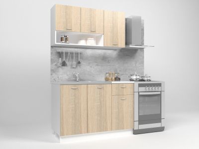 Кухня комплект BERTHA 1,20м., Бяло и Дъб Сонома 
