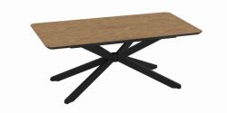Разтегателна трапезна маса MONA – меден дъб и черно с механизъм 190 – 250 см, здрава конструкция и модерен дизайн за просторна трапезария