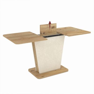 Трапезна маса LALI 120см разтегателна дъб артисан и крем