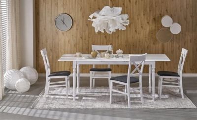 Разтегателна трапезна маса NELSON в бяло – функционален механизъм 160–200 см, стабилна конструкция и изчистен дизайн за модерна трапезария