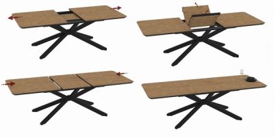 Разтегателна трапезна маса MONA – меден дъб и черно с механизъм 190 – 250 см, здрава конструкция и модерен дизайн за просторна трапезария